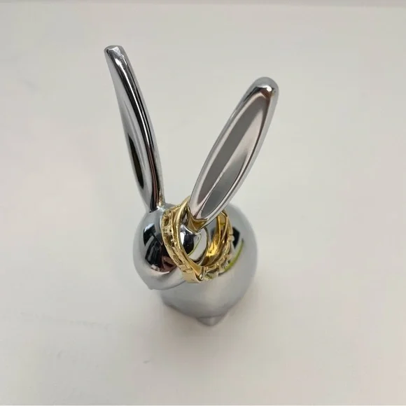 Bunny Chrome Rabbit Ring Holder Paperweight - Picture 4 of 11
